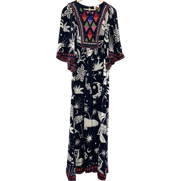 NWT Farm Rio Cerrado Sky Embroidered Maxi Dress - Picture 2 of 15